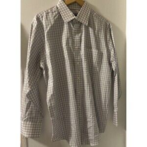 Ted Baker Mens London Shirt Large 16 1/2  32/33 Button Down Plaid 100% Cotton